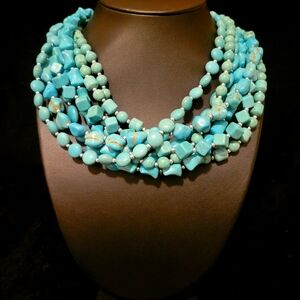Estate Howlite Stone Weighted Beaded Layer Necklace
